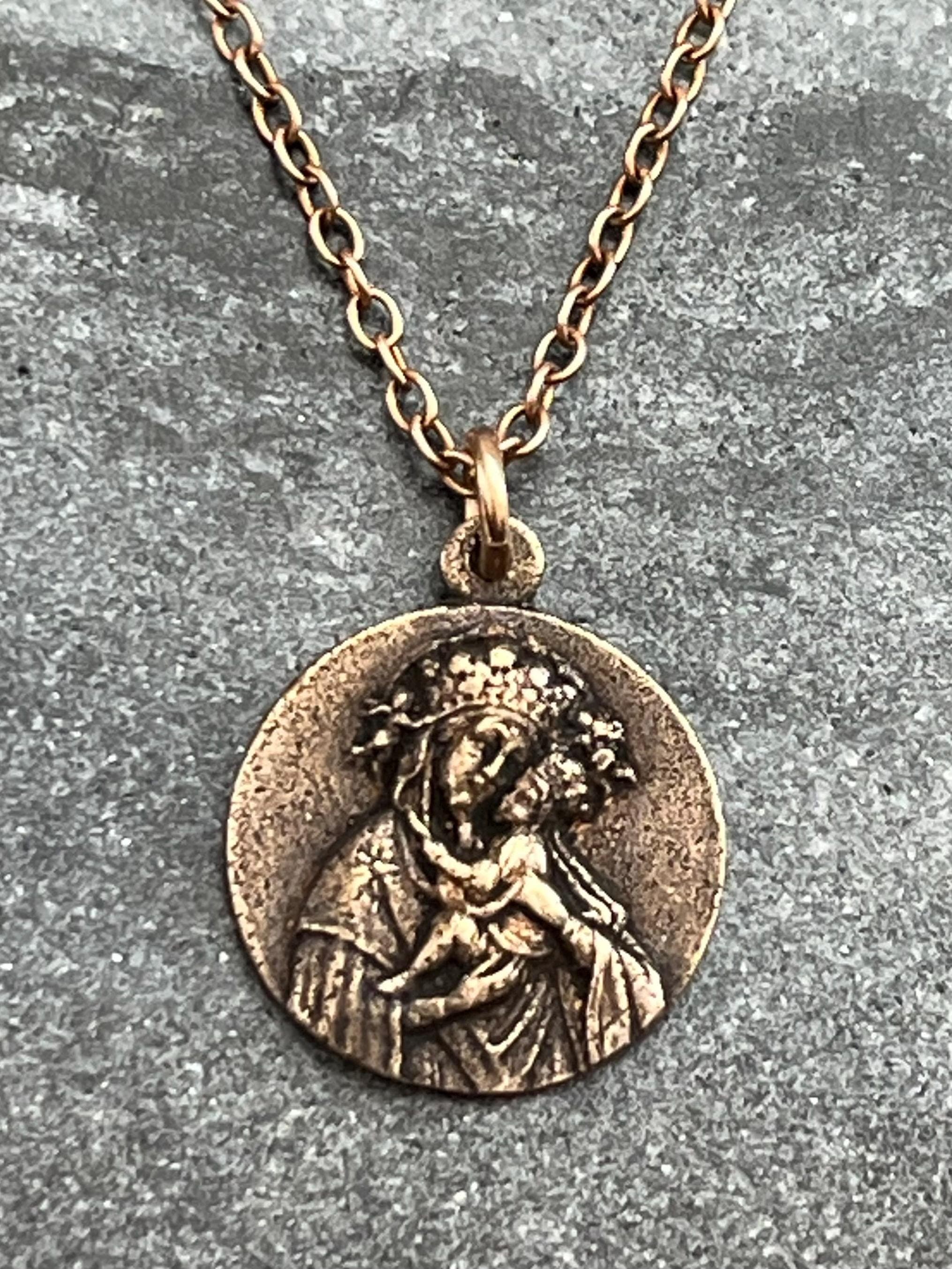 Our Lady of Perpetual Help Solid Bronze Necklace