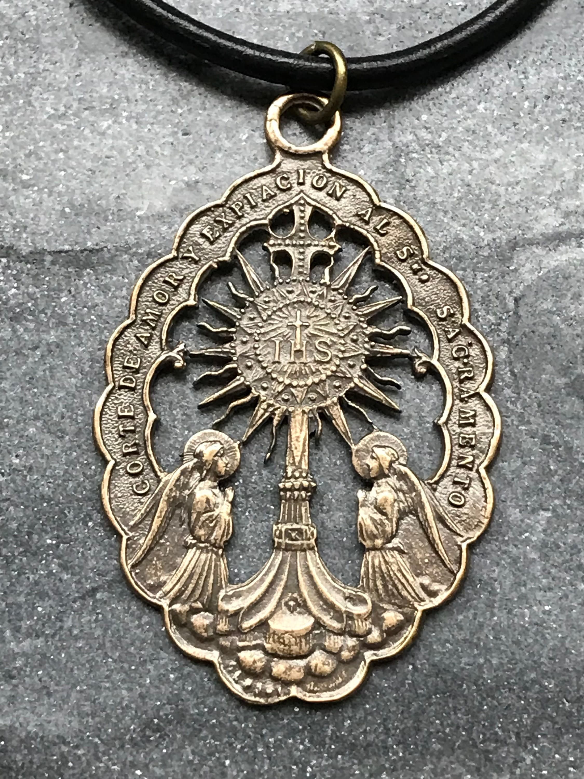 Rearview Mirror Angels Adoration Medal - Bronze or Sterling Silver - Car or Truck Mirror Charm
