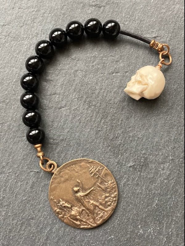 Saint Helen Constantine Tenner - Bronze and leather - Pocket Rosary