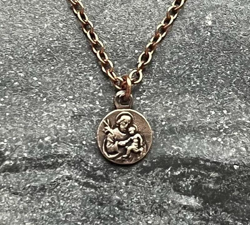 TINY Saint Joseph Necklace - Very Small Dainty Little Catholic - CeCeAgnes