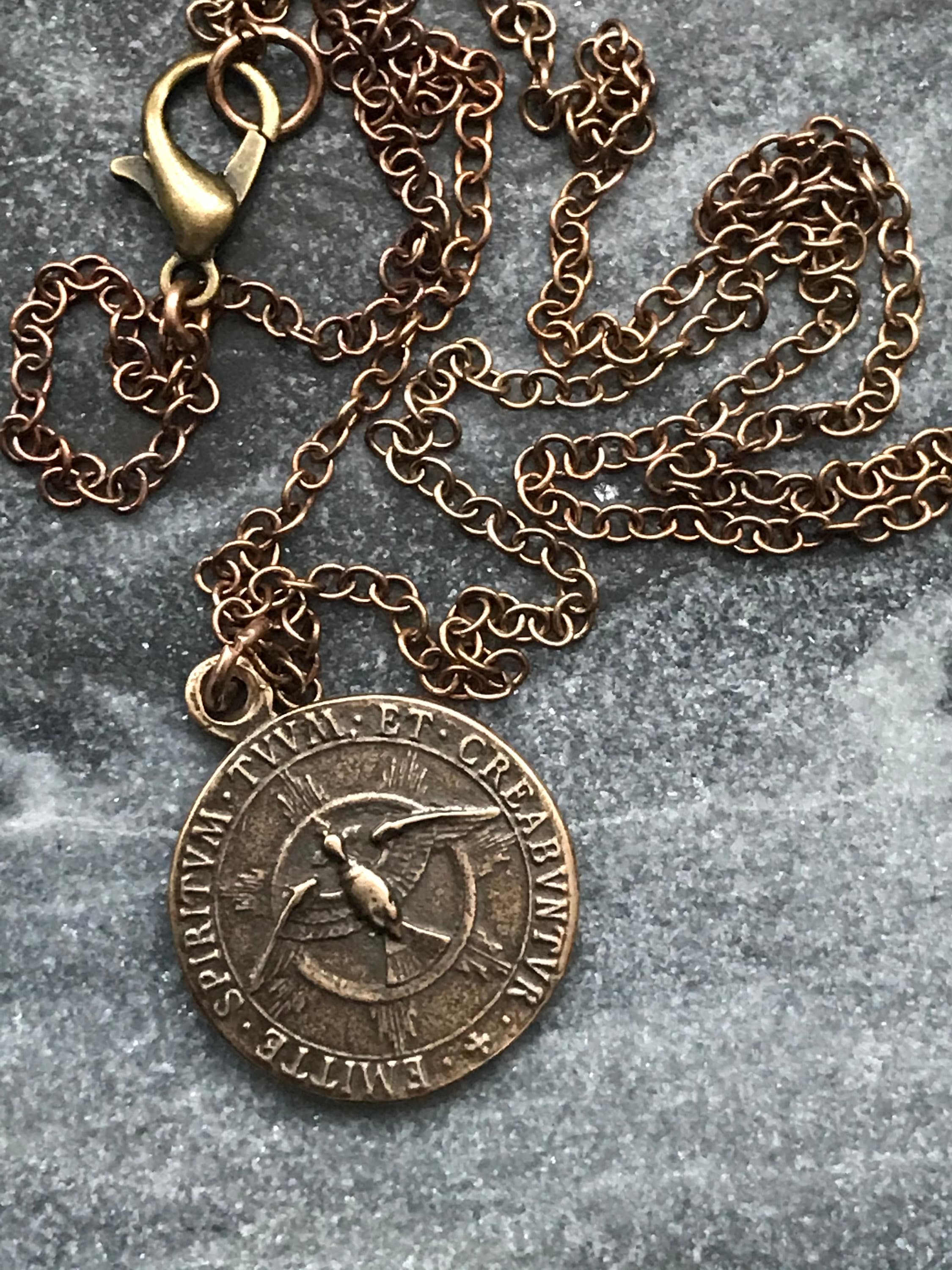 Holy Spirit and Trinity Solid Bronze Necklace