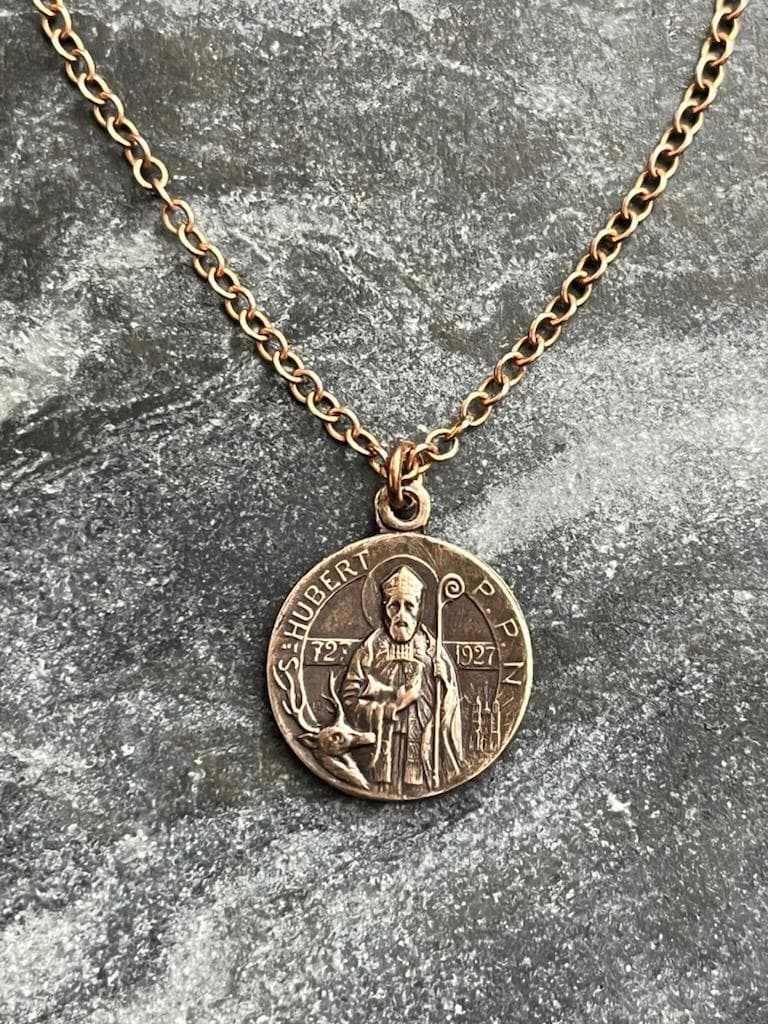 Saint Hubert Solid Bronze or Sterling Silver Necklace
