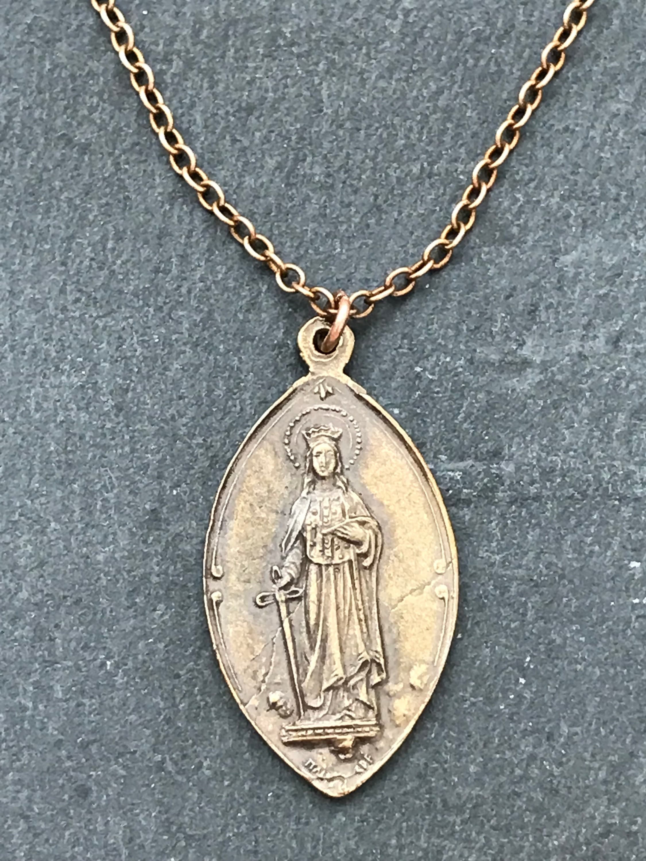 Saint Dymphna Solid Bronze Necklace