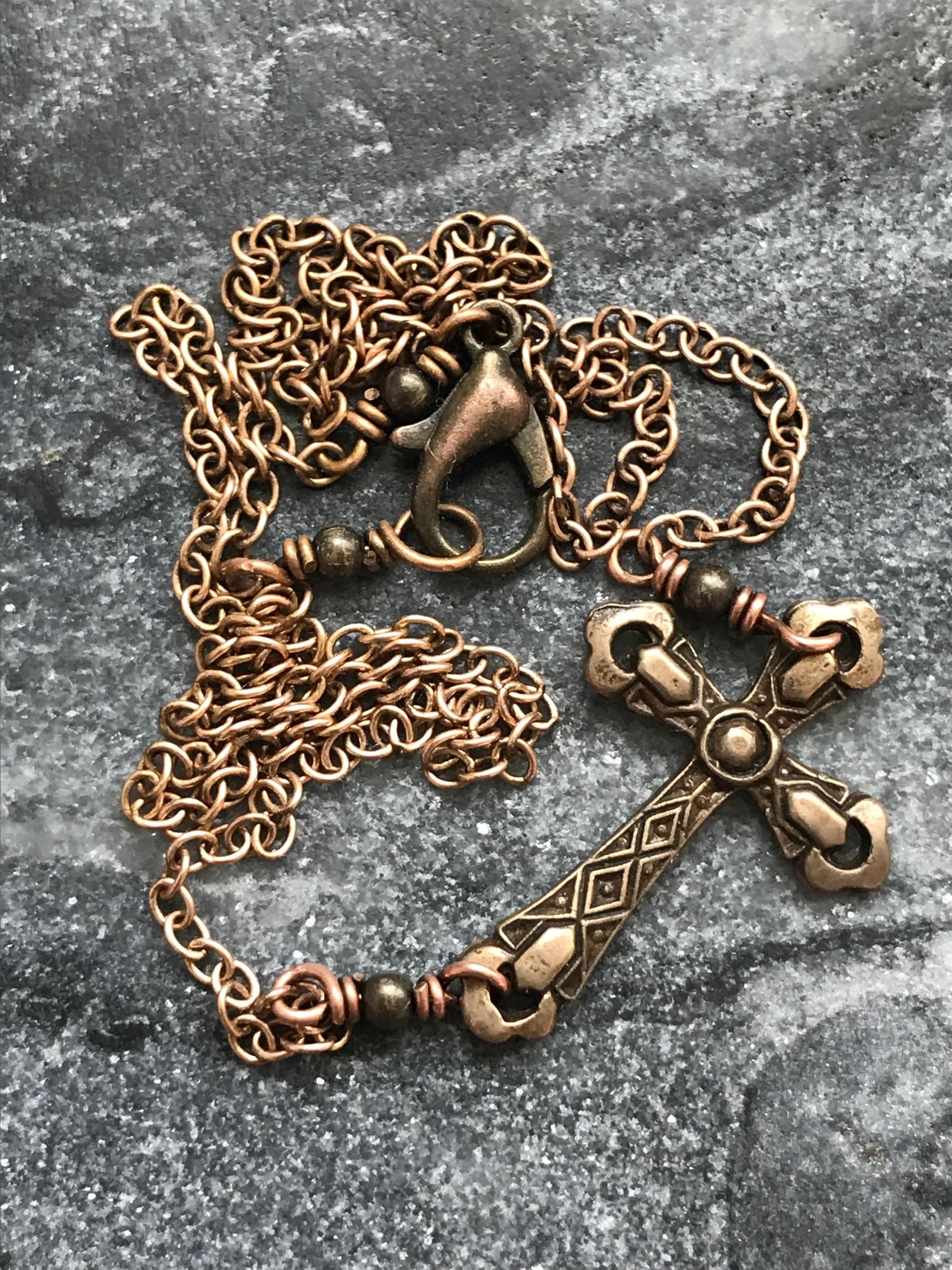 Solid Bronze Cross Necklace