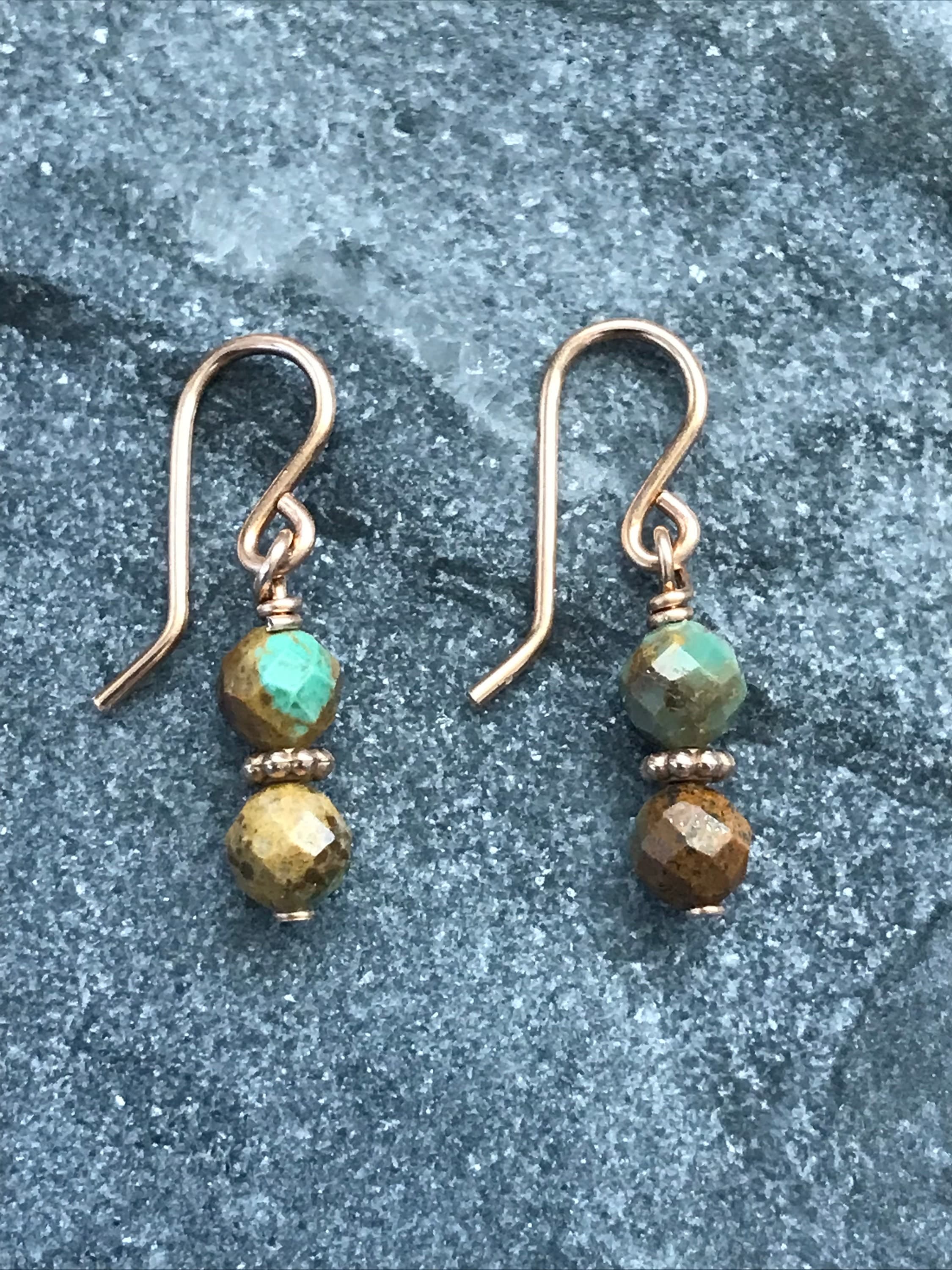 Earrings - Solid Bronze and Turquoise