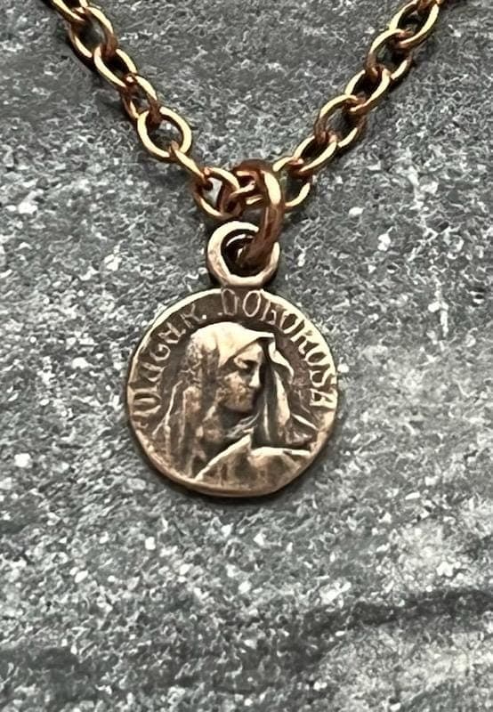 TINY Mater Dolorosa - Virgin Mary - Necklace - Very Small Dainty Little Catholic - CeCeAgnes