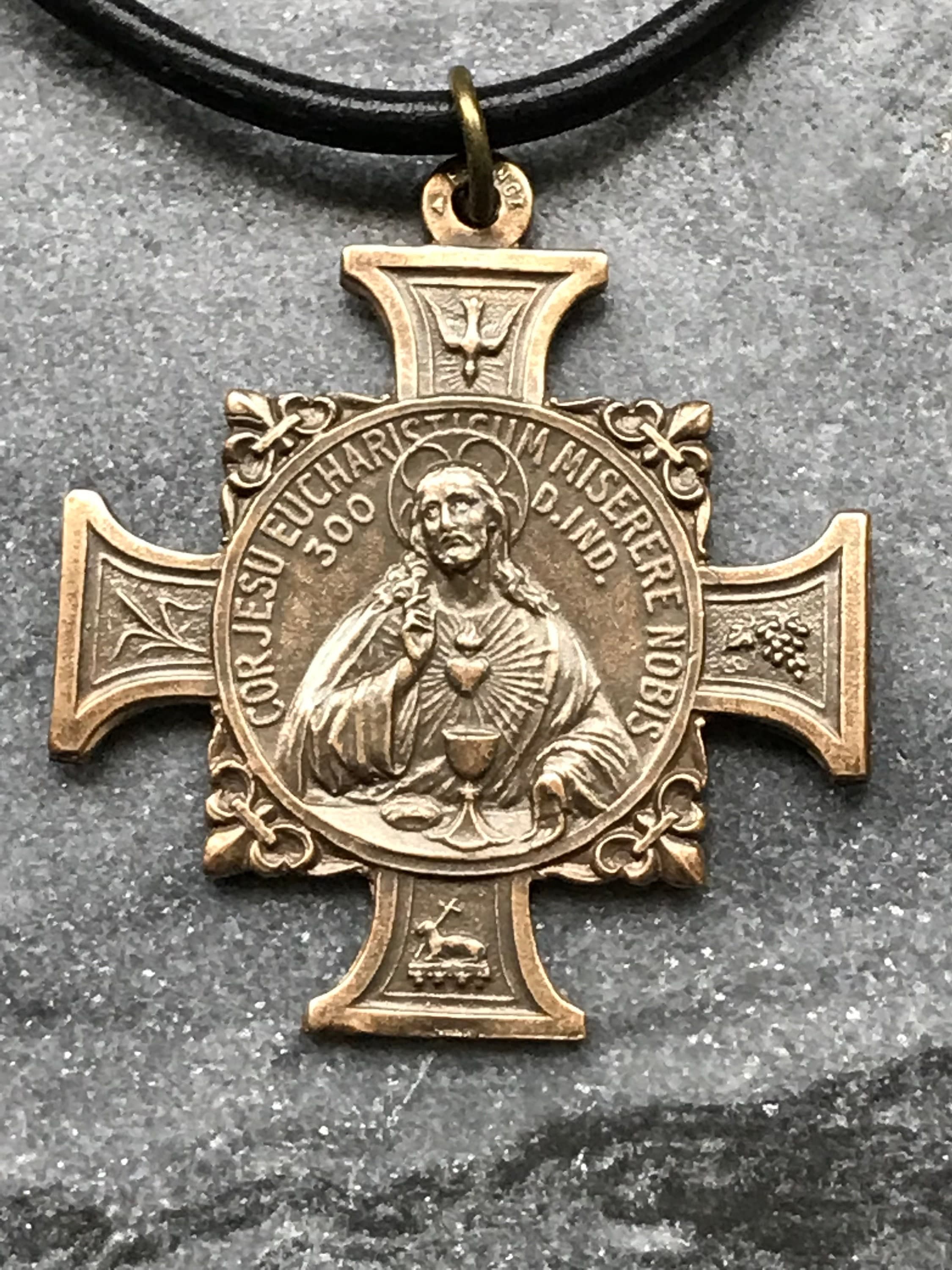 Rearview Mirror Sacred Heart Medal - Bronze or Sterling Silver - Car or Truck Mirror Charm