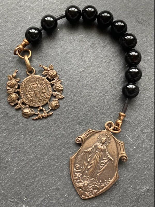 North American Martyrs Tenner - Bronze and leather - Pocket Rosary