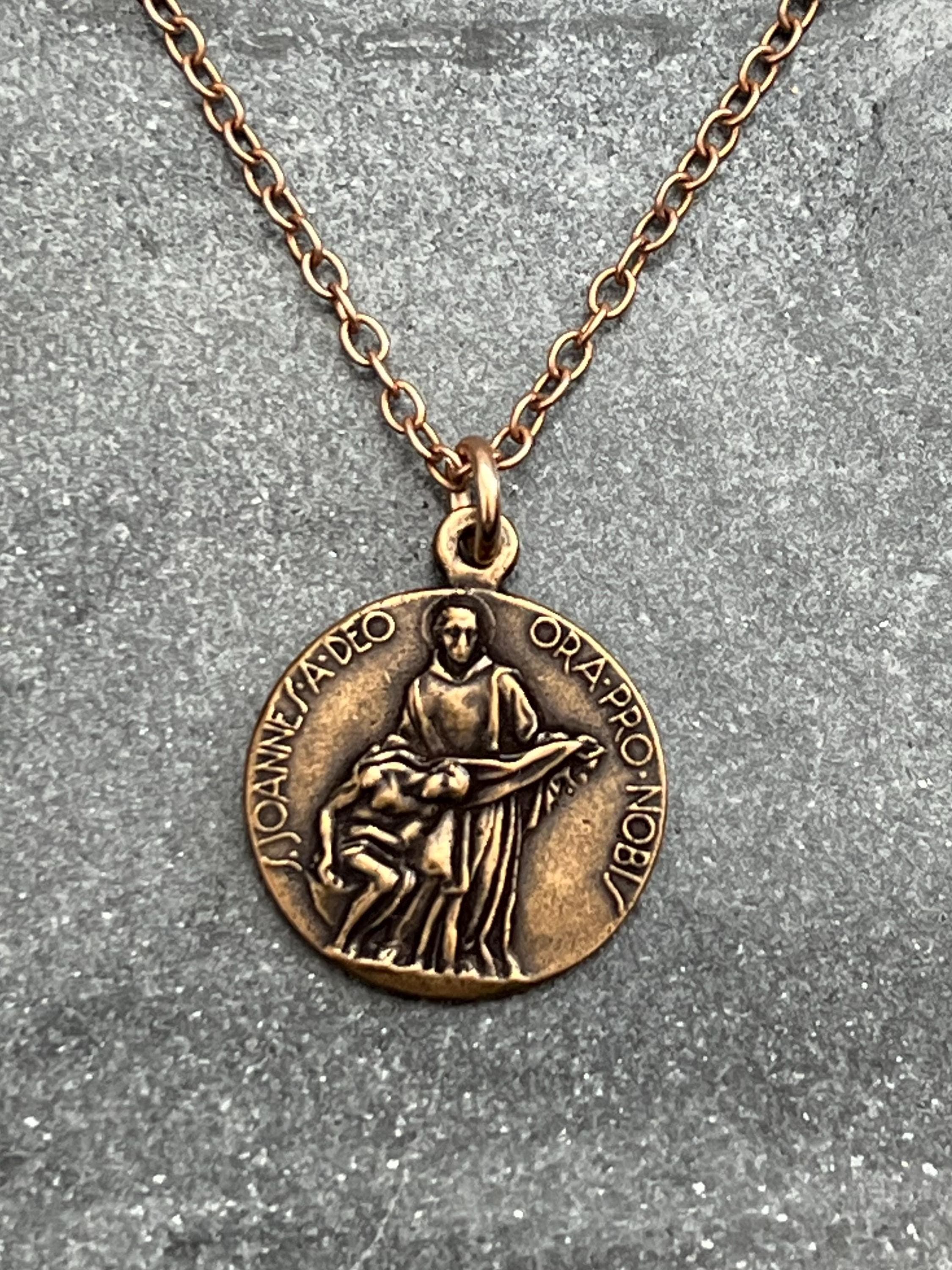 Saint John of God - Patron of all Heart Conditions - Saint Raphael -Patron of Healing - Solid Bronze Necklace