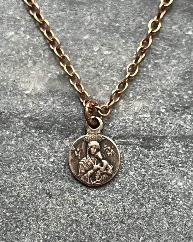TINY Our Lady of Perpetual Help Necklace - Very Small Dainty Little Catholic - CeCeAgnes