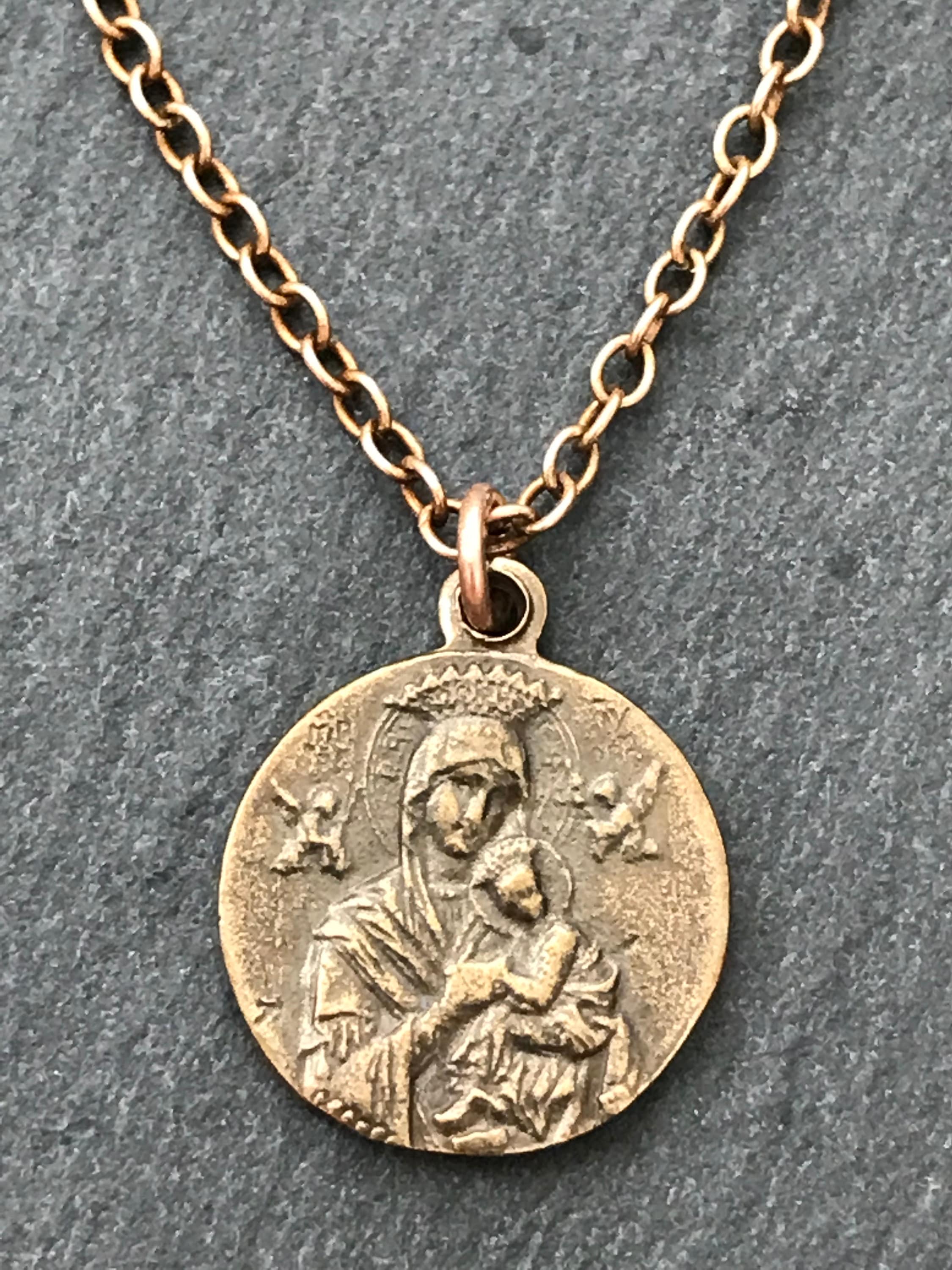 Our Lady of Perpetual Help Solid Bronze Necklace