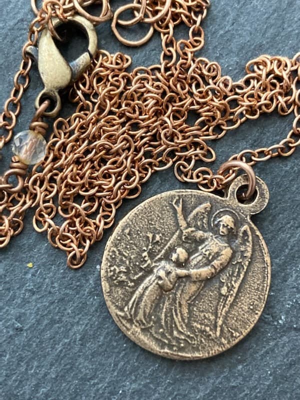 Guardian Angel Solid Bronze Necklace