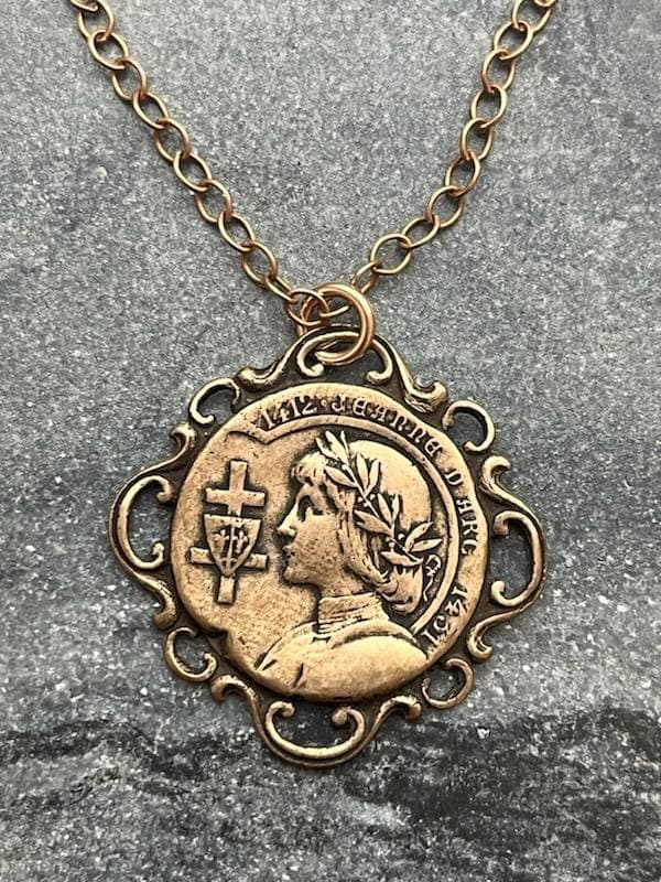 Saint Joan of Arc Solid Bronze Necklace
