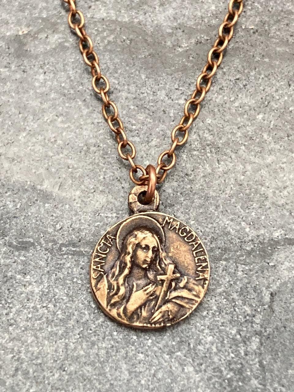 Saint Mary Magdalene Solid Bronze or Solid Sterling Silver Necklace