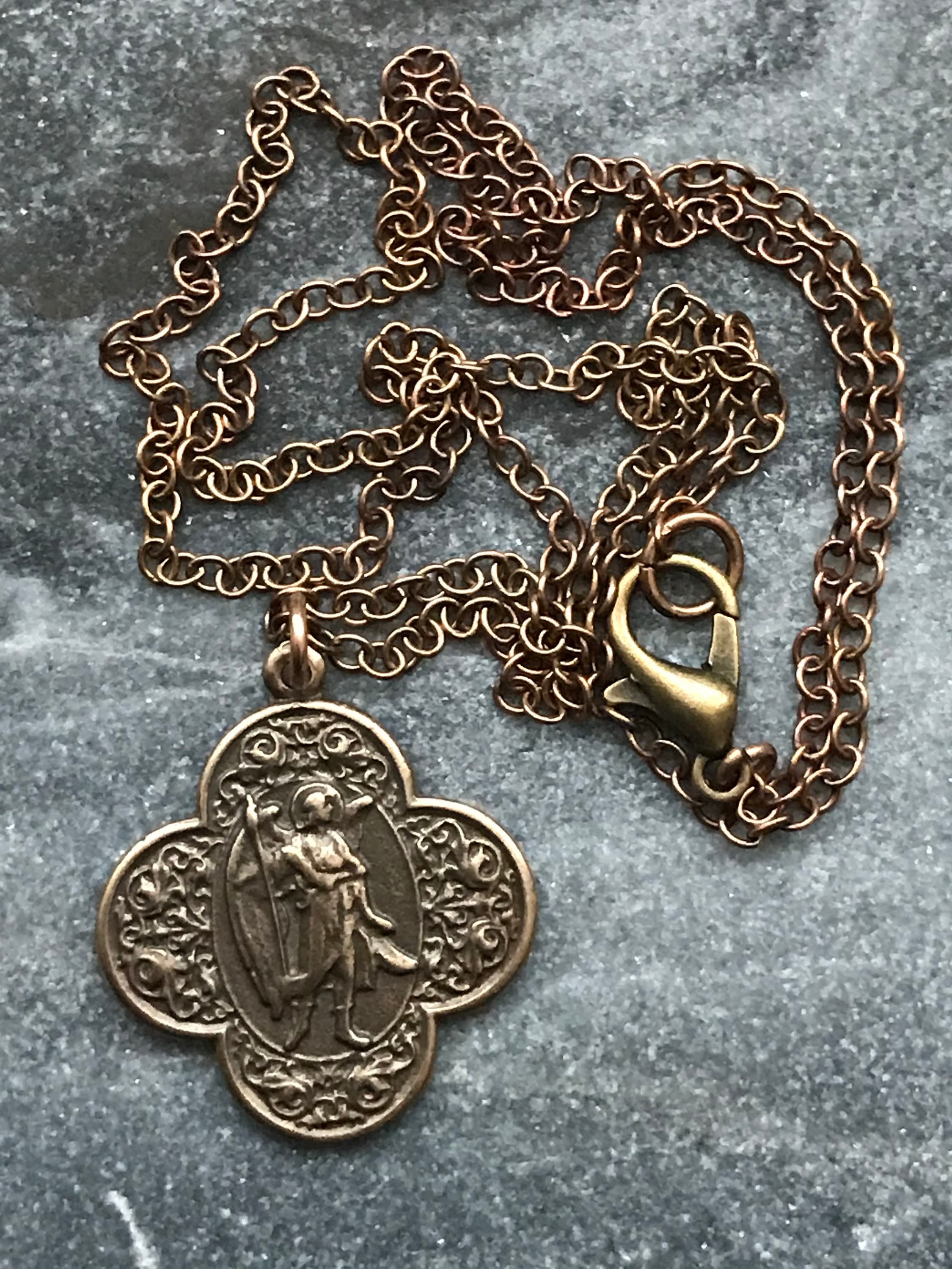 Saint Raphael Solid Bronze Necklace