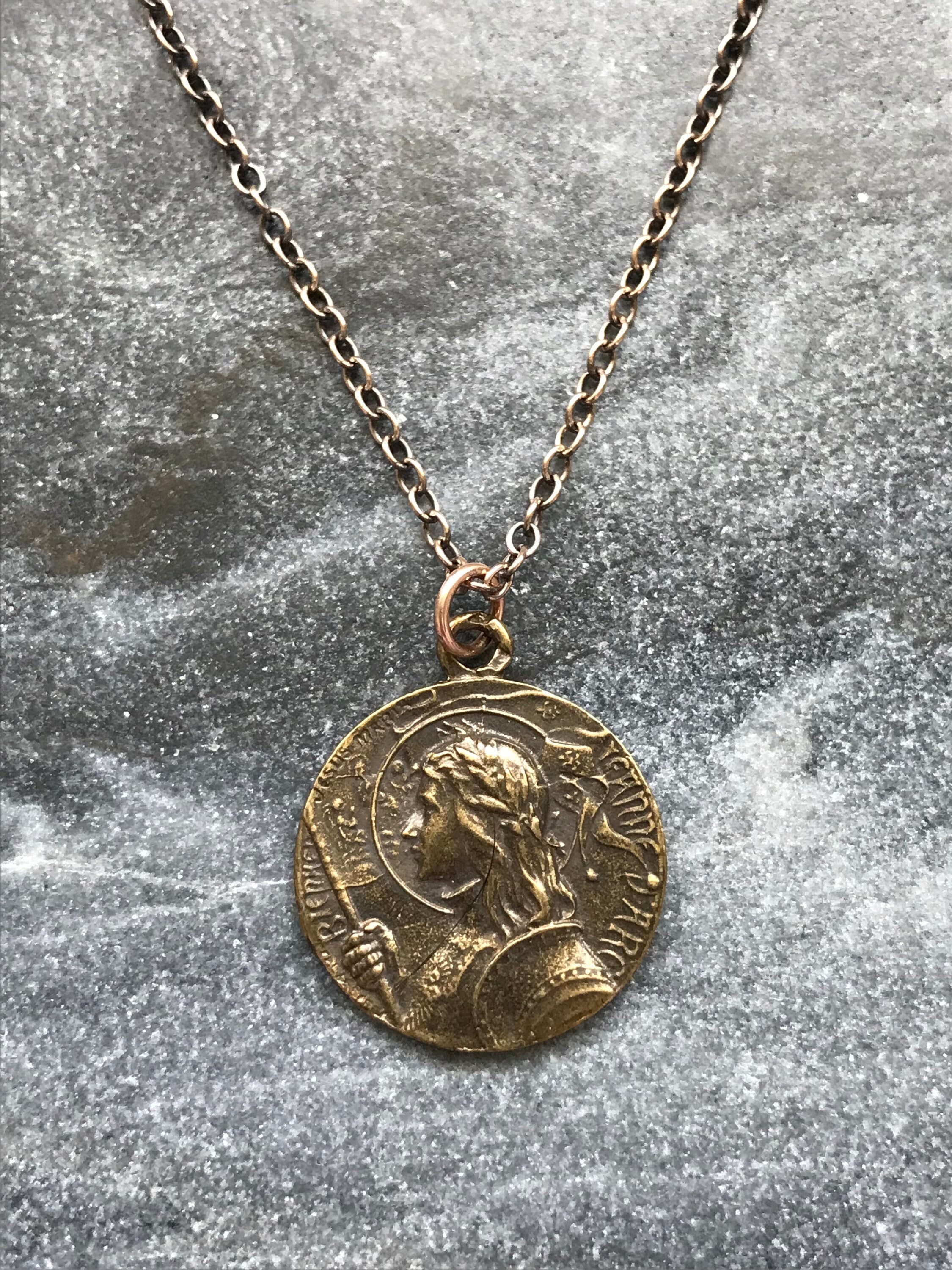 Saint Joan of Arc Solid Bronze Necklace