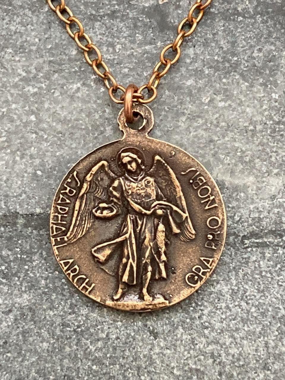 Saint Raphael Solid Bronze Necklace