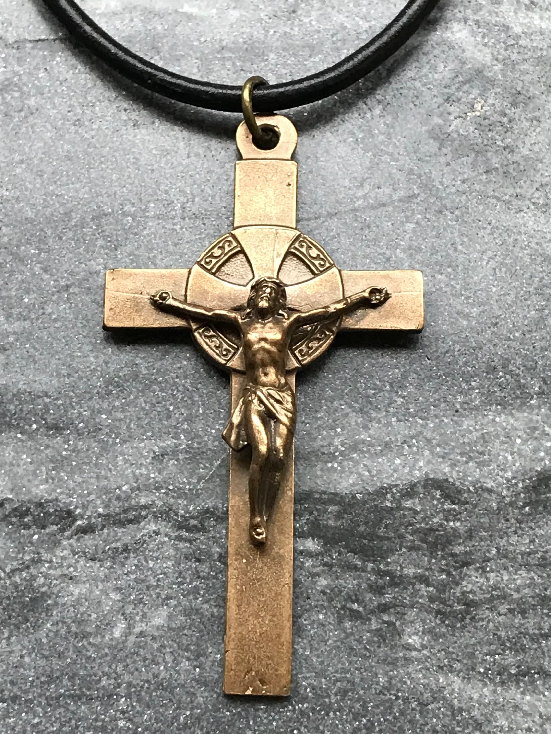 Rearview Mirror Crucifix - Bronze or Sterling Silver - Car or Truck Mirror Charm