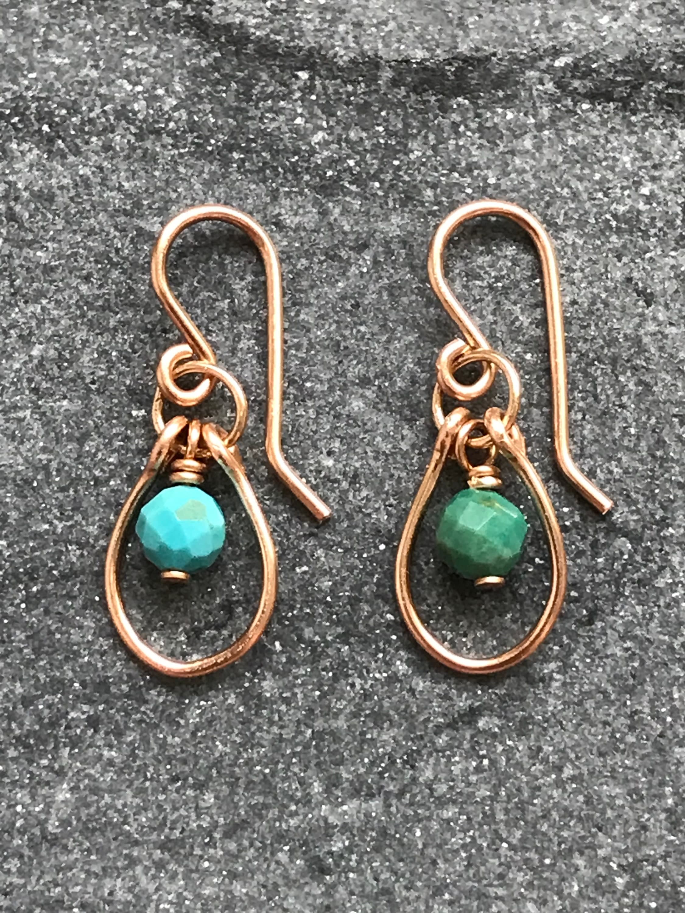 Earrings - Solid Bronze and Turquoise