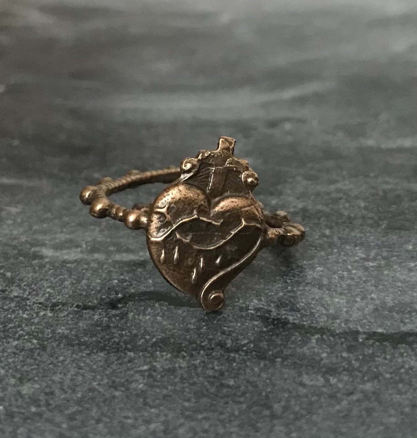 Bronze Sacred Heart Rosary Ring