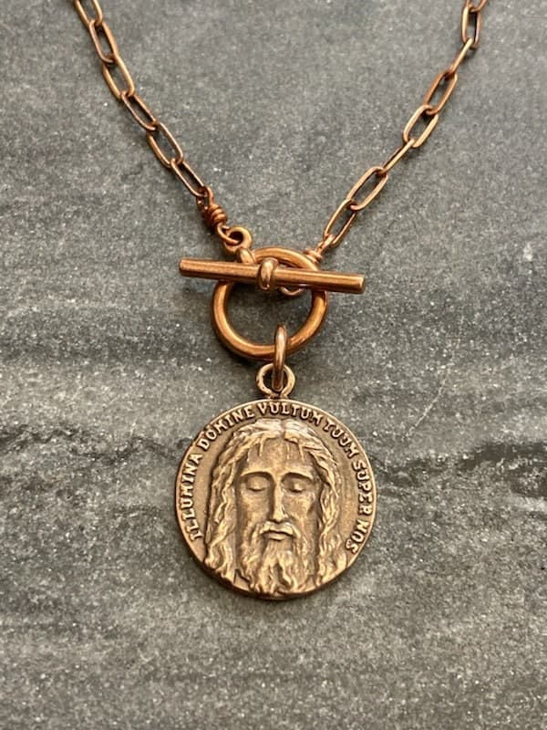 Holy Face Solid Bronze Necklace