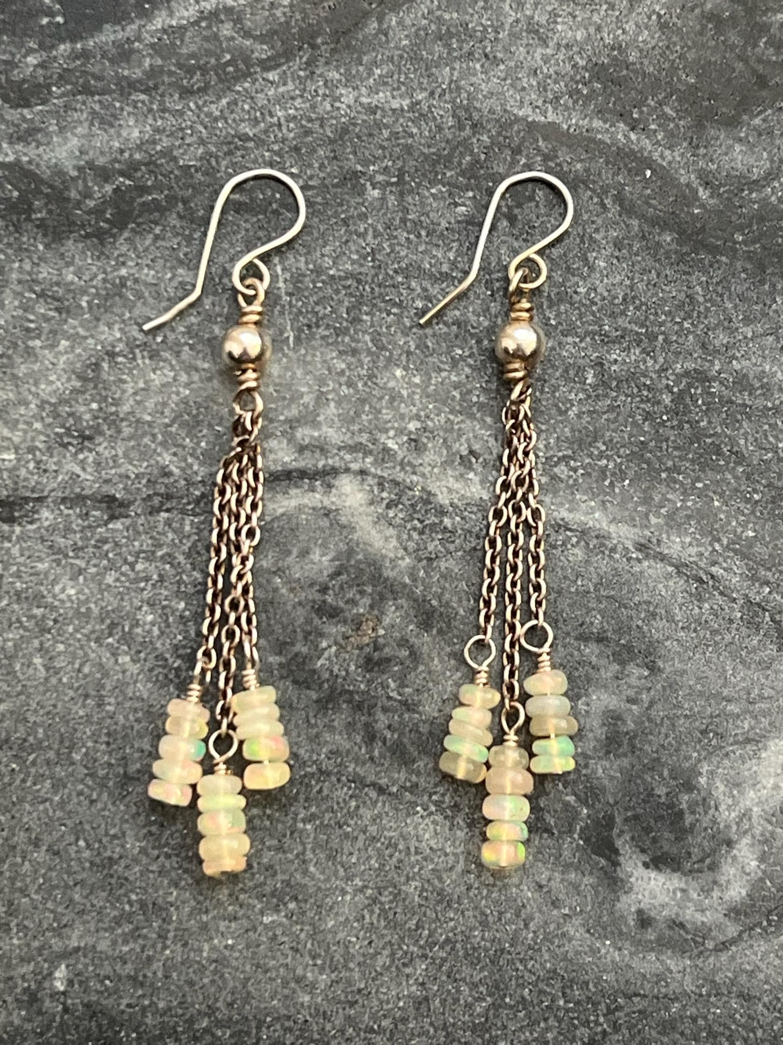 Cascading Bronze or Sterling Silver Opal Earrings