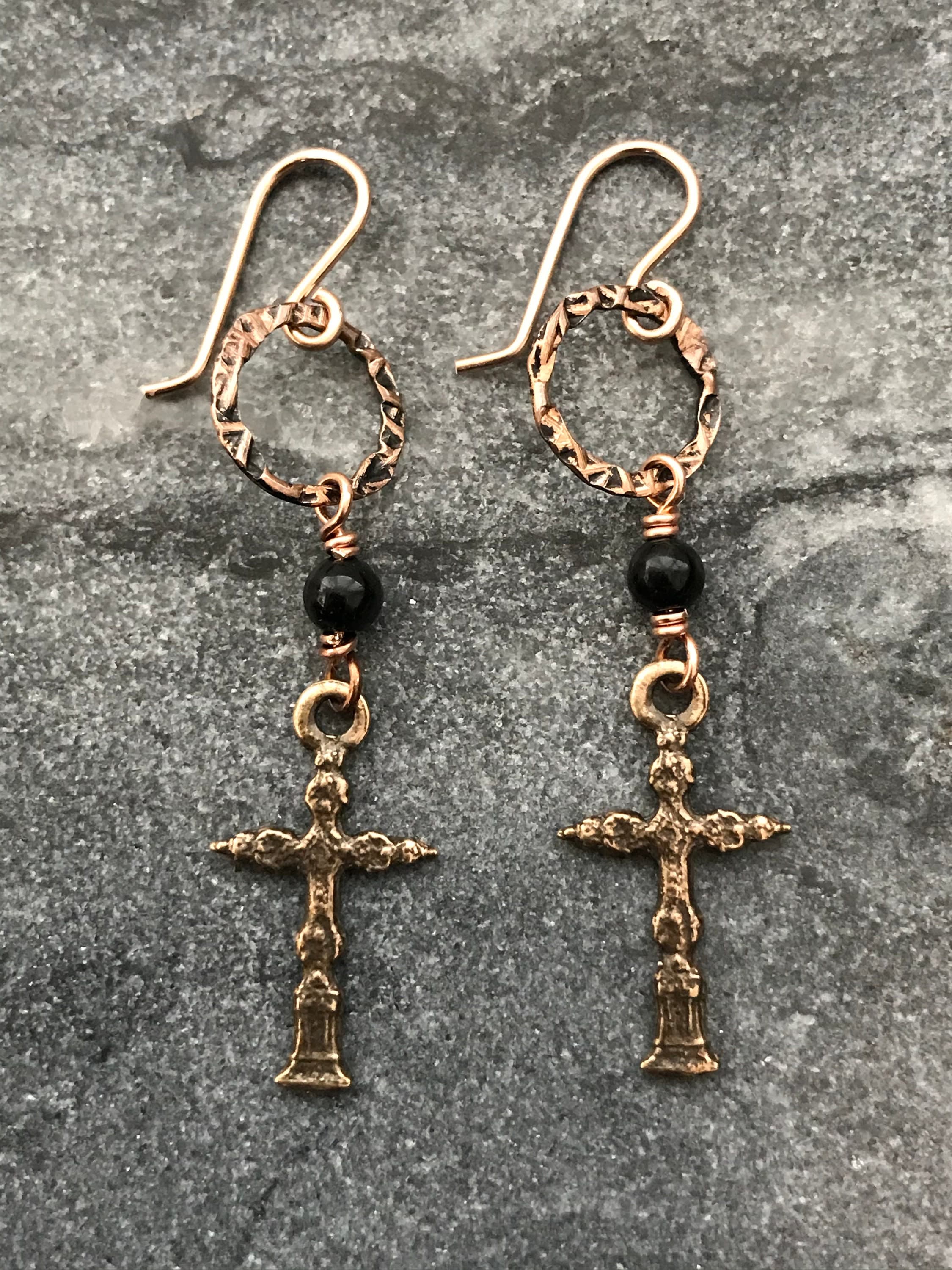 Celtic Cross Bronze Earrings